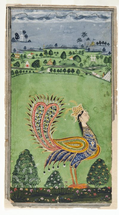 Pavo real mítico con cabeza de mujer, Hyderabad, c.1750 de Indian School