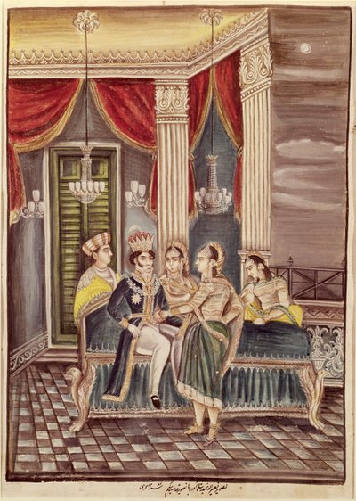 Nasir Ud-Din Haidar (1827-1873) Rey de Oudh en su palacio, 1845 de Indian School