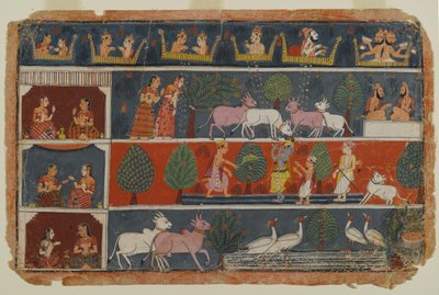 Página de una serie dispersa del Bhagavata Purana, c.1680 de Indian School