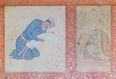Retrato de Min Musavir entregando una petición al Emperador Akbar de Indian School