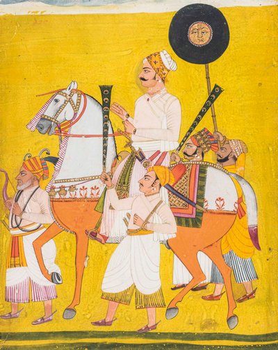Retrato de un hombre a caballo, posiblemente Maharajá Jai Singh II de Indian School