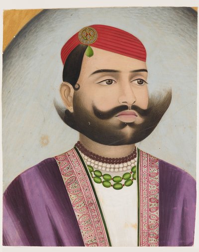 Retrato de hombre, posiblemente principios del siglo XX (gouache sobre cartón) de Indian School
