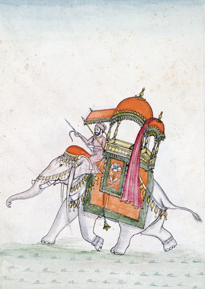 Retrato de un hombre montando un elefante, principios del siglo XIX de Indian School