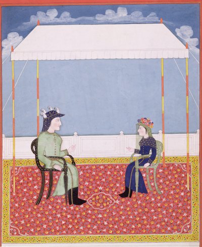 Retrato de una pareja colonial inglesa de Indian School