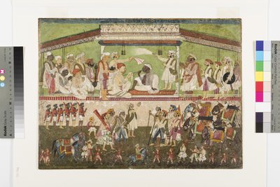 Raghuji Bhonsle II preside una revisión militar, c.1790 de Indian School