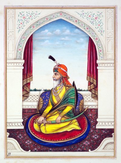 Rajá Chattar Singh, del Reino del Punjab, sus gobernantes y jefes, volumen I, un volumen de 27 estudios en acuarela por un artista indio no identificado, c.1840 de Indian School