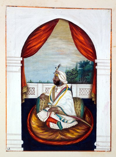 Rajá Sher Singh, del Reino del Punjab, sus gobernantes y jefes, volumen I, un volumen de 27 estudios en acuarela por un artista indio no identificado, c.1840 de Indian School