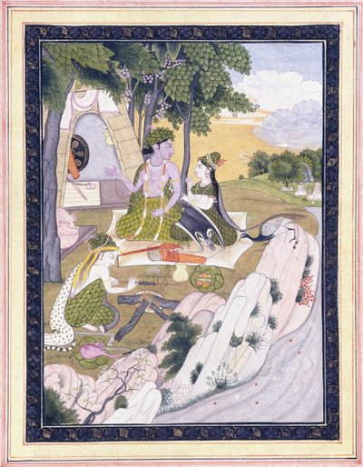 Rama y Sita con Lakshman, c. 1800 de Indian School