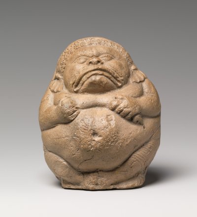 Sonajero en Forma de Yaksha Grotesco Agachado (terracota) de Indian School