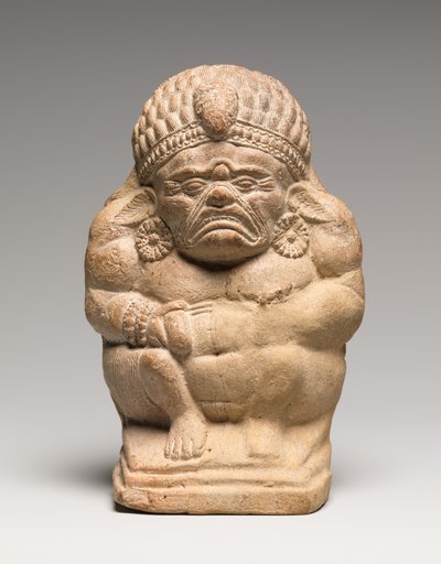 Sonajero en Forma de Yaksha Grotesco Agachado (terracota) de Indian School