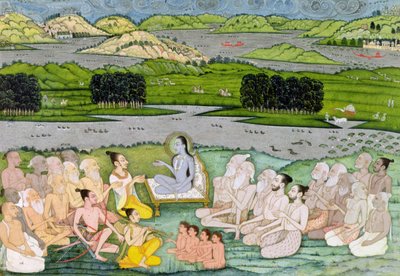 Shri Sukdevji predicando a una concurrencia de sadhus, Rajastán, c.1757 de Indian School