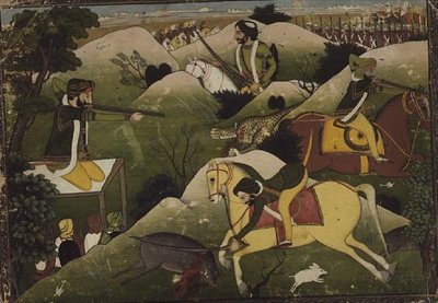 Príncipe sij cazando, Punjab de Indian School