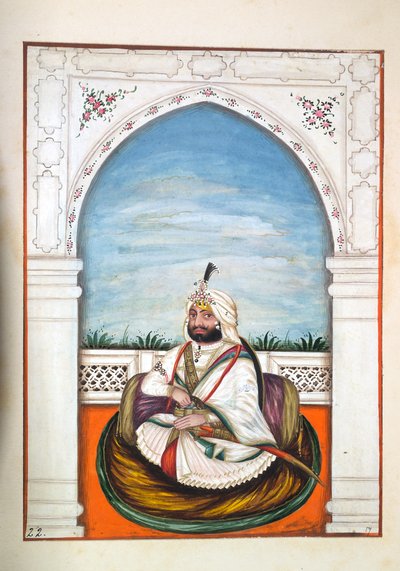 Sirdir Ajit Singh, del Reino del Punjab, sus gobernantes y jefes, volumen I, un volumen de 27 estudios en acuarela por un artista indio no identificado, c.1840 de Indian School
