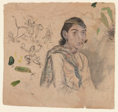 Estudio de un joven, c.1800 de Indian School
