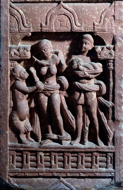 Sundari en el tocador (escultura de arenisca) de Indian School