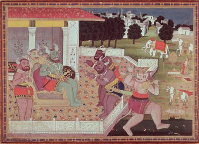 El Asura Kumbha y su corte de demonios, c.1800 de Indian School