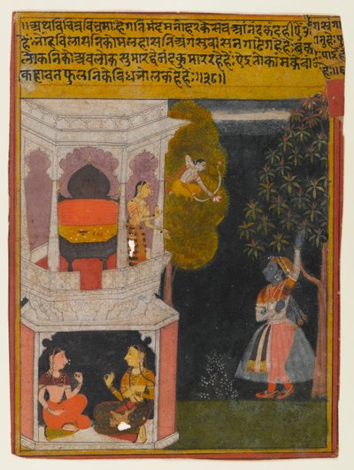 La Nayika Desconcertada, Página de una Serie Rasikapriya, c.1660-1690 de Indian School