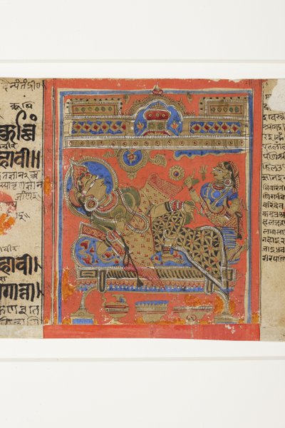 La Brahmani Devananda en su sofá, del Kalpasutra de Indian School