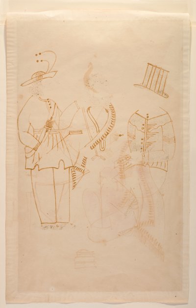 El oficinista Nabin mata a su esposa Elokeshi con un pelador de verduras, c.1880 (acuarela sobre papel) de Indian School