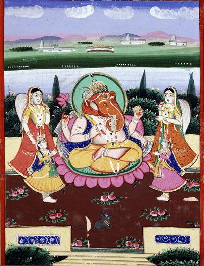 La divinidad Ganesha, hija de Shiva y Parvati. Impresión popular india del siglo XIX de Indian School