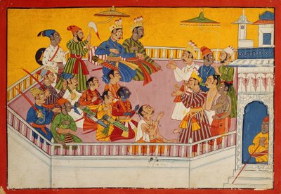 Los invitados de la boda se reúnen, c.1700 de Indian School