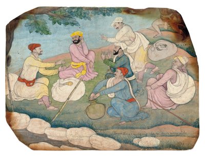 Viajeros disfrutando de la música al borde del camino, mediados del siglo XVIII de Indian School