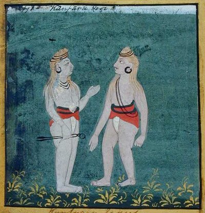 Dos yoguis de orejas partidas (kamphate), mendicantes religiosos, Udaipur, c.1810-20 de Indian School