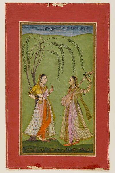 Dos damas en un paisaje, c.1725 de Indian School