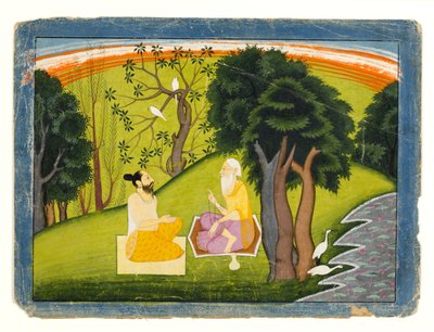 Dos sabios en discusión en un paisaje, c.1785 de Indian School