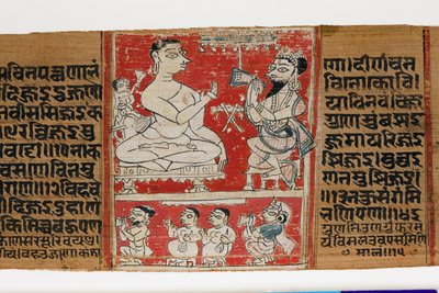 Vimalaprava conversa con Raji y Lakshmi, c.1300 de Indian School