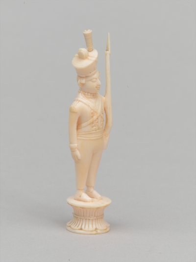 Peón blanco, pieza de ajedrez, India, circa 1820 de Indian School