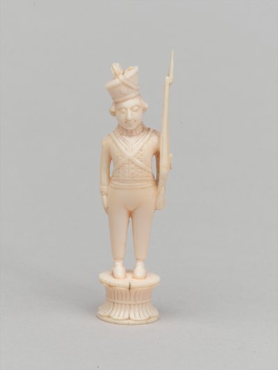 Peón blanco, pieza de ajedrez, India, circa 1820 de Indian School