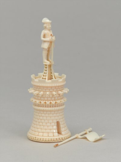 Torre blanca, pieza de ajedrez, India, circa 1820 de Indian School