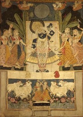 Adoración de Srinathaji, Nathdwara, Escuela Rajput de Indian School
