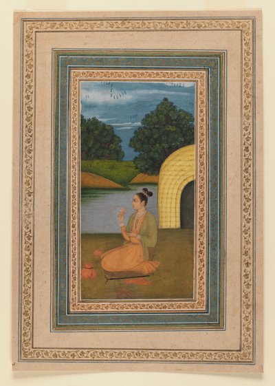 Yogini en un paisaje, c.1760 (recto) de Indian School