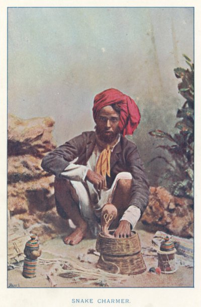 Nativos Indios: Encantador de Serpientes (foto coloreada) de Indian photographer