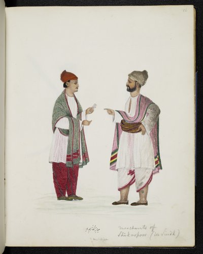 Comerciantes de Shikarpoor en Sindh (acuarela sobre papel) de Indo European Indo European