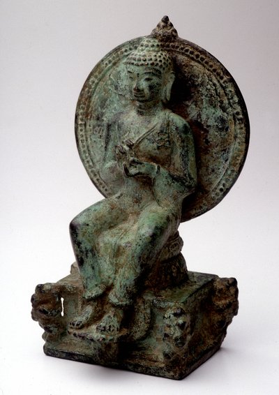 Buda sentado europeo, bronce, Java Central, siglo IX de Indonesian
