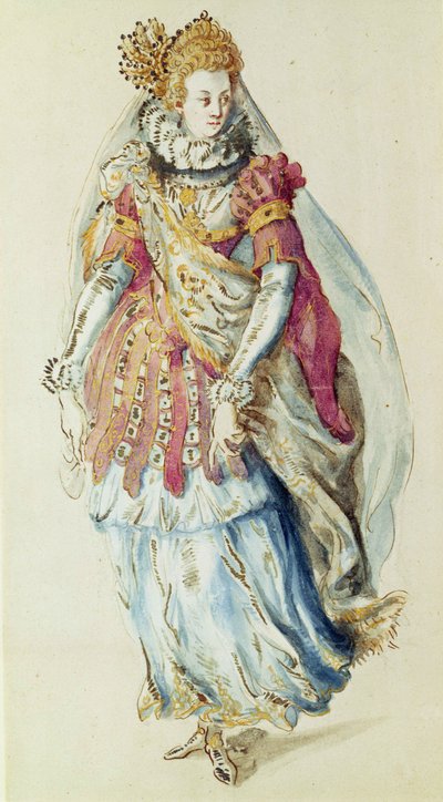Diseño de vestuario para una dama enmascarada de Inigo Jones