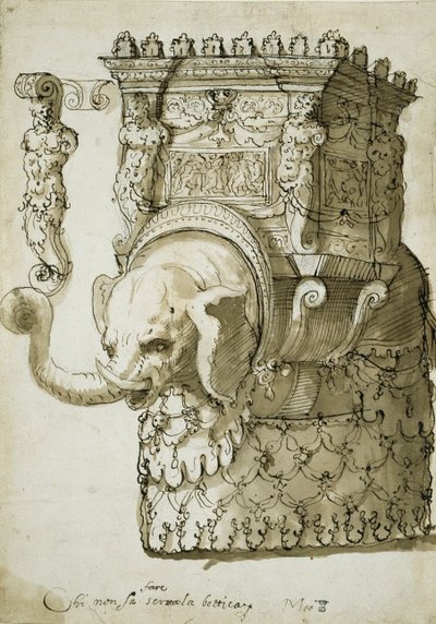 Diseño para un desfile de elefantes de Inigo Jones