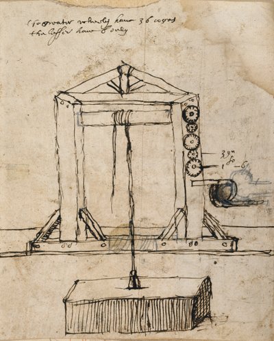Diagrama para una polea levantando mampostería de Inigo Jones