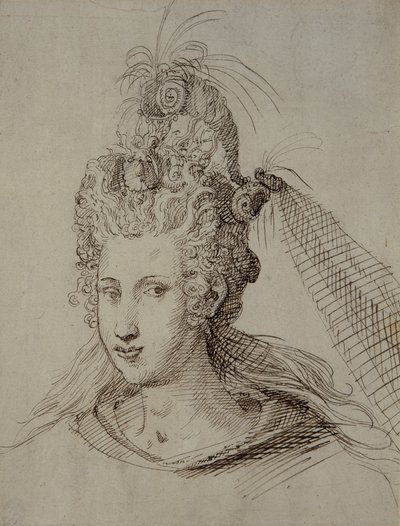 Tocado, probablemente para Ana de Dinamarca de Inigo Jones