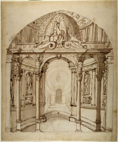 Interior del palacio, c.1611 de Inigo Jones