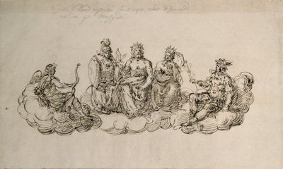 Júpiter con el Senado de los Dioses, c.1622 de Inigo Jones
