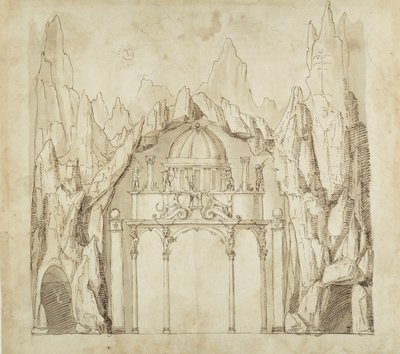 Palacio en una caverna, c.1611 de Inigo Jones