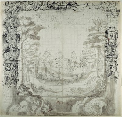 Proscenio y escena de caza de Inigo Jones