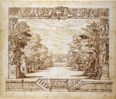Proscenio y escena de pie, c.1635 de Inigo Jones