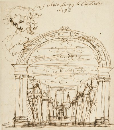 Escena de una obra no identificada en el Cockpit-in-Court de Inigo Jones