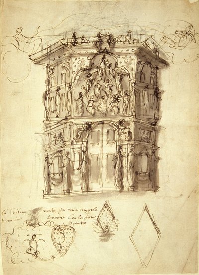 La Máscara de las Reinas, escena 2: la Casa de la Fama, c.1609 de Inigo Jones