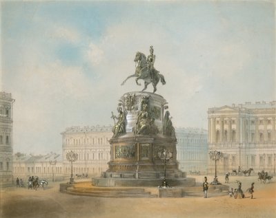 El monumento ecuestre de Nicolás I de Rusia en la Plaza de San Isaac en San Petersburgo de Iosif Iosifovich Charlemagne